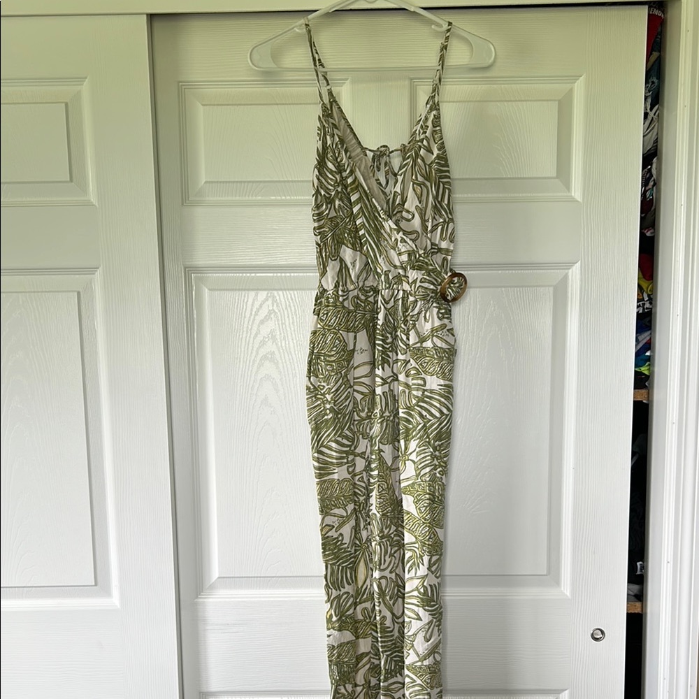 Sincerely Jules Green and White Wrap Jumpsuit